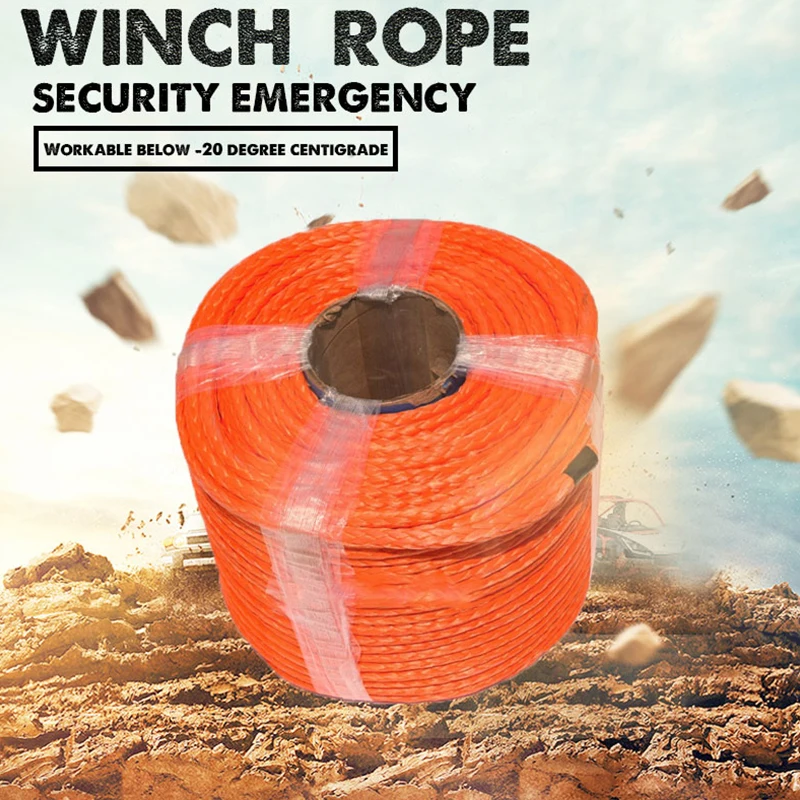 High Quality 10mm*100m Synthetic Winch Rope,ATV Winch Cable,Plasma Rope,Towing Rope,Boat Winch Rope