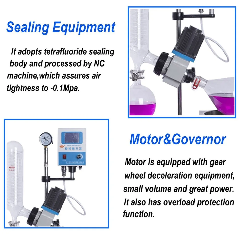 Laboratory High Performance  Rotary Evaporator Rotavapor Equipment W/Motor Lift, Digital Heating Bath  Kits