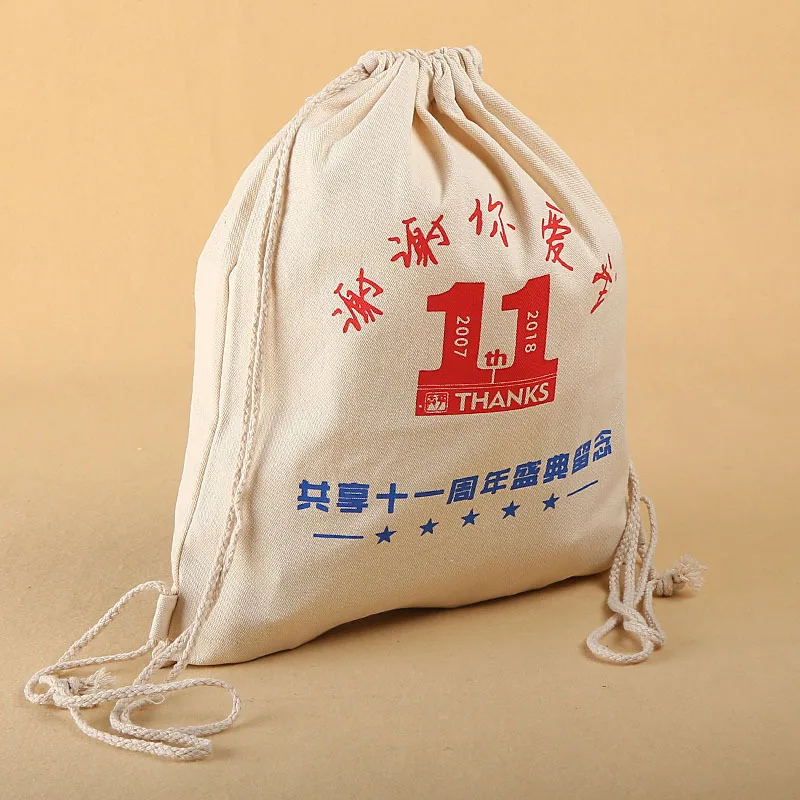 Customized cotton school bag canvas drawstring bags with cheapest price