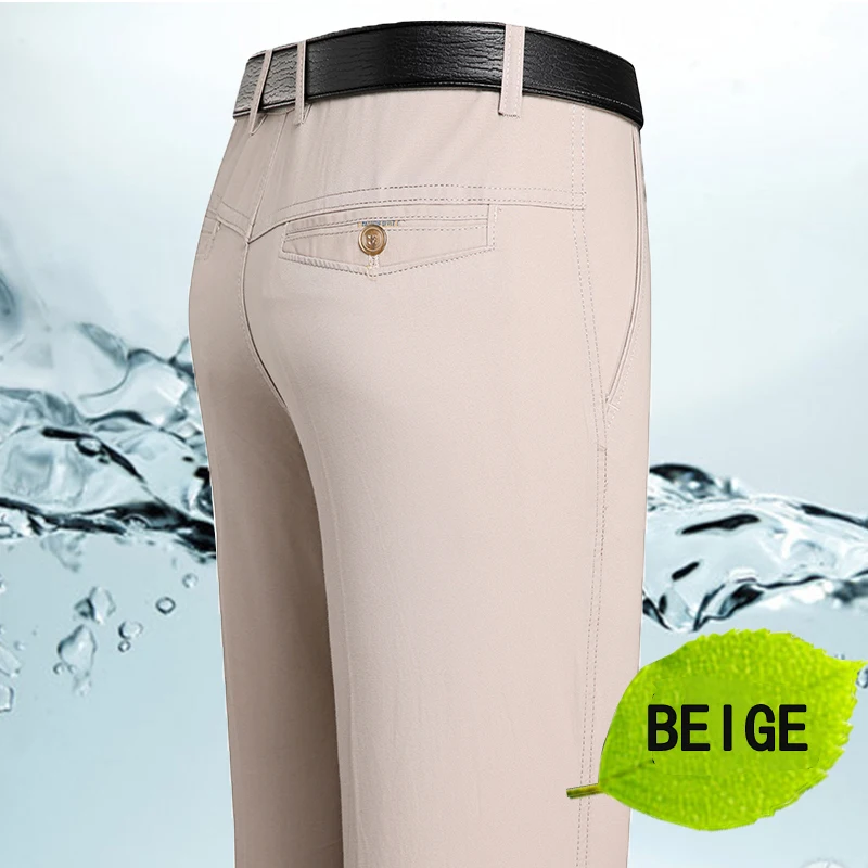 Spring and Summer Brand Men\'s Trousers Middle-aged Men Trousers Thin Casual Solid Color Loose Pant High Waist Man Trouser Pant