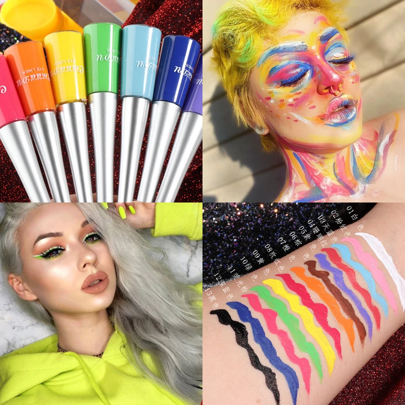 17 Colors Neon Liquid Eyeliner Pencil Waterproof Colorful Blue Green Yellow White Eye Liner Pen Women Makeup Eyes Cosmetics