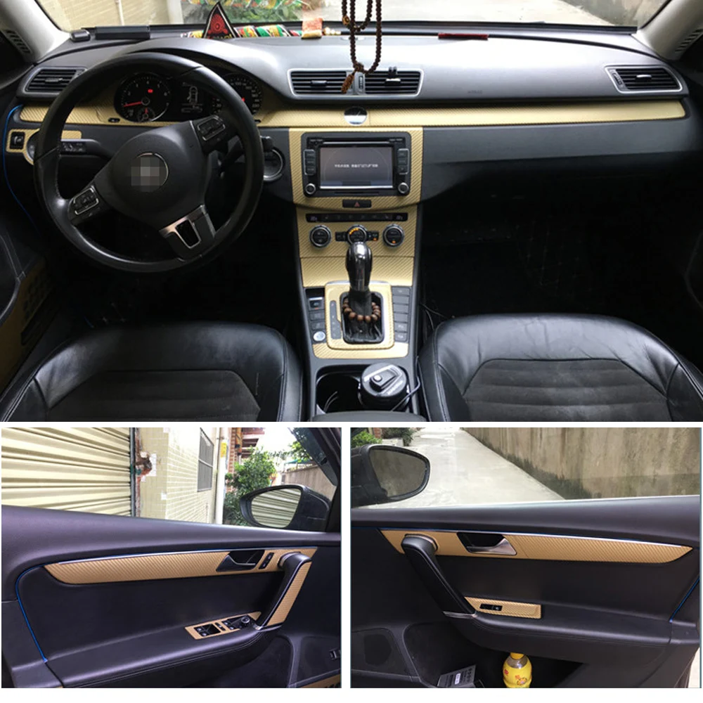 For Volkswagen Passat B7 2012-16 Interior Central Control Panel Door Handle Carbon Fiber Stickers Decals Car styling Accessorie