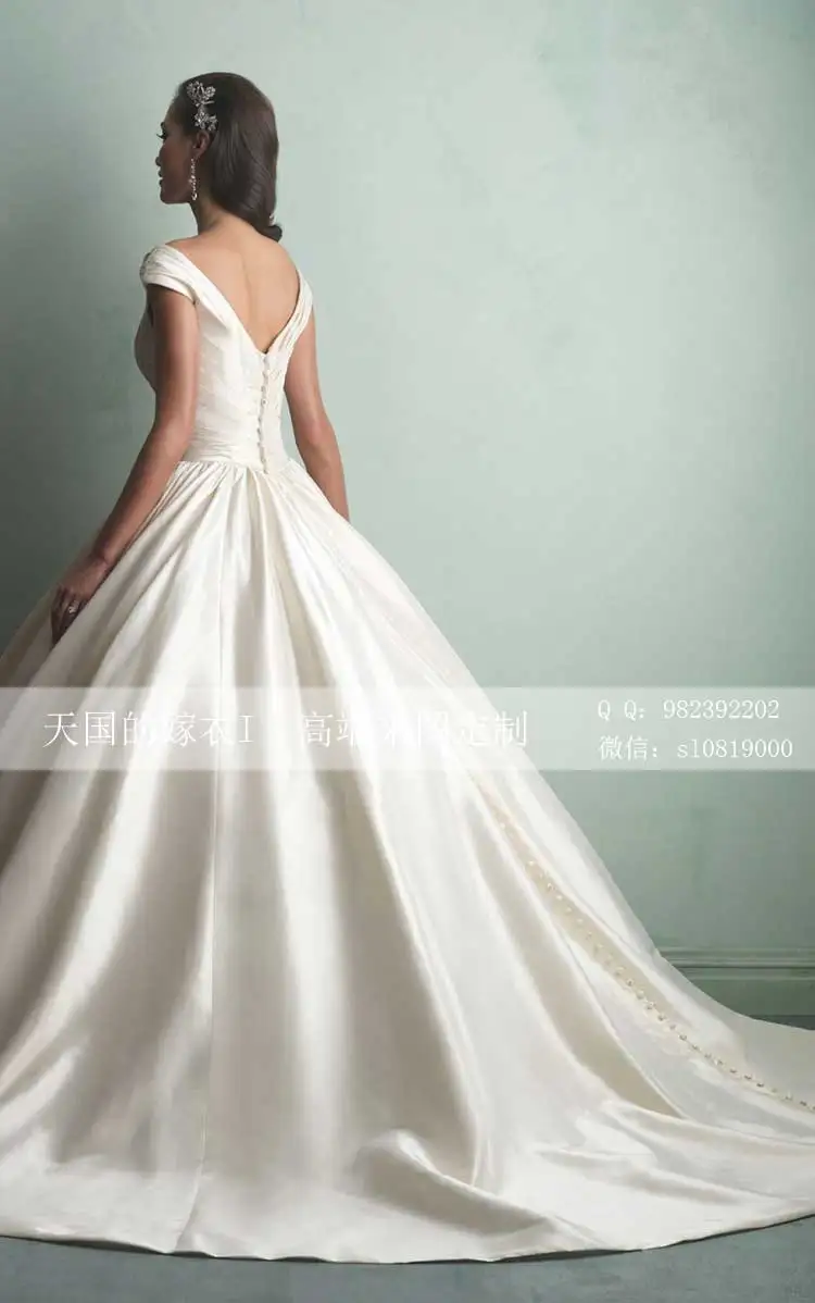 섹시한 v-목 캡 슬리브 빈티지 웨딩 드레스 볼 가운 신부 드레스 2015 vestido de noiva casamento button crystal sashes pleat