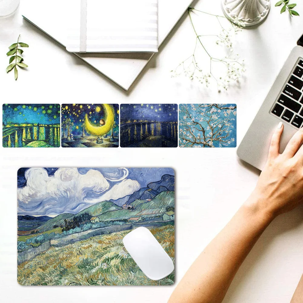 

1Pc Mouse Pad Painting Series Gaming Mouse Pad PU Leather Computer Mousepad Antiskid Desk Mat Mouse Pad Computer Accessories