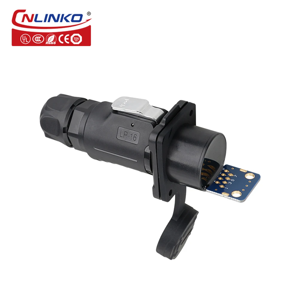 CNLINKO PBT Plastic RJ45 Connector Male to Female Industrial Waterproof Ethernet Connectors High Sealed Plug Socket Panel Mount