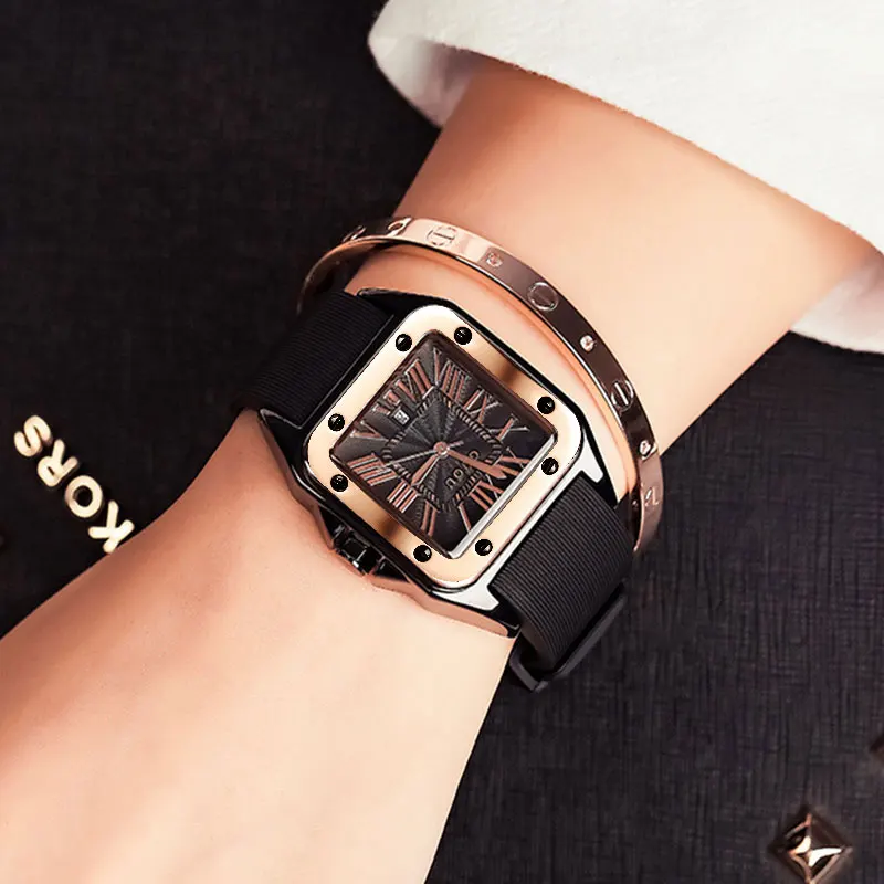 Fashion GUOU Brand Watch Rectangula Quartz Ladies Women\'s Watches Leather Upscale Large Dial Top Luxury Women relogio feminino