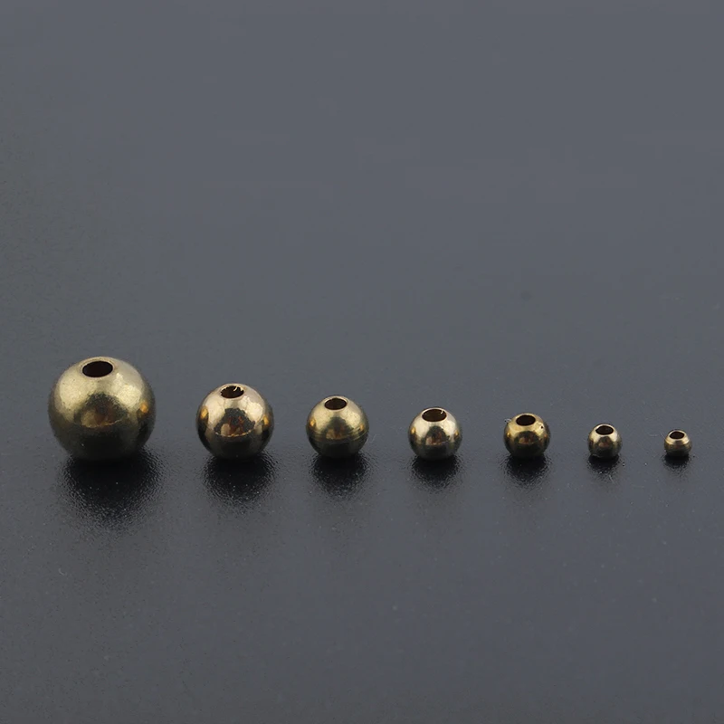 1pack 2/3/4/5/6/8mm Raw Brass Spacer Beads Ball Loose Bead for Charms Bracelets Jewelry Making Components Craft DIY