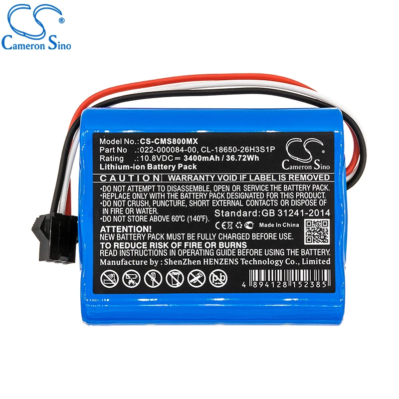 CameronSino Pin Cho Cardiomonitor COMEN Ngôi Sao 8000 E Phù Hợp Với COMEN 022-000084-00 Y Tế Thay Thế Pin 3400MAh/36.72Wh