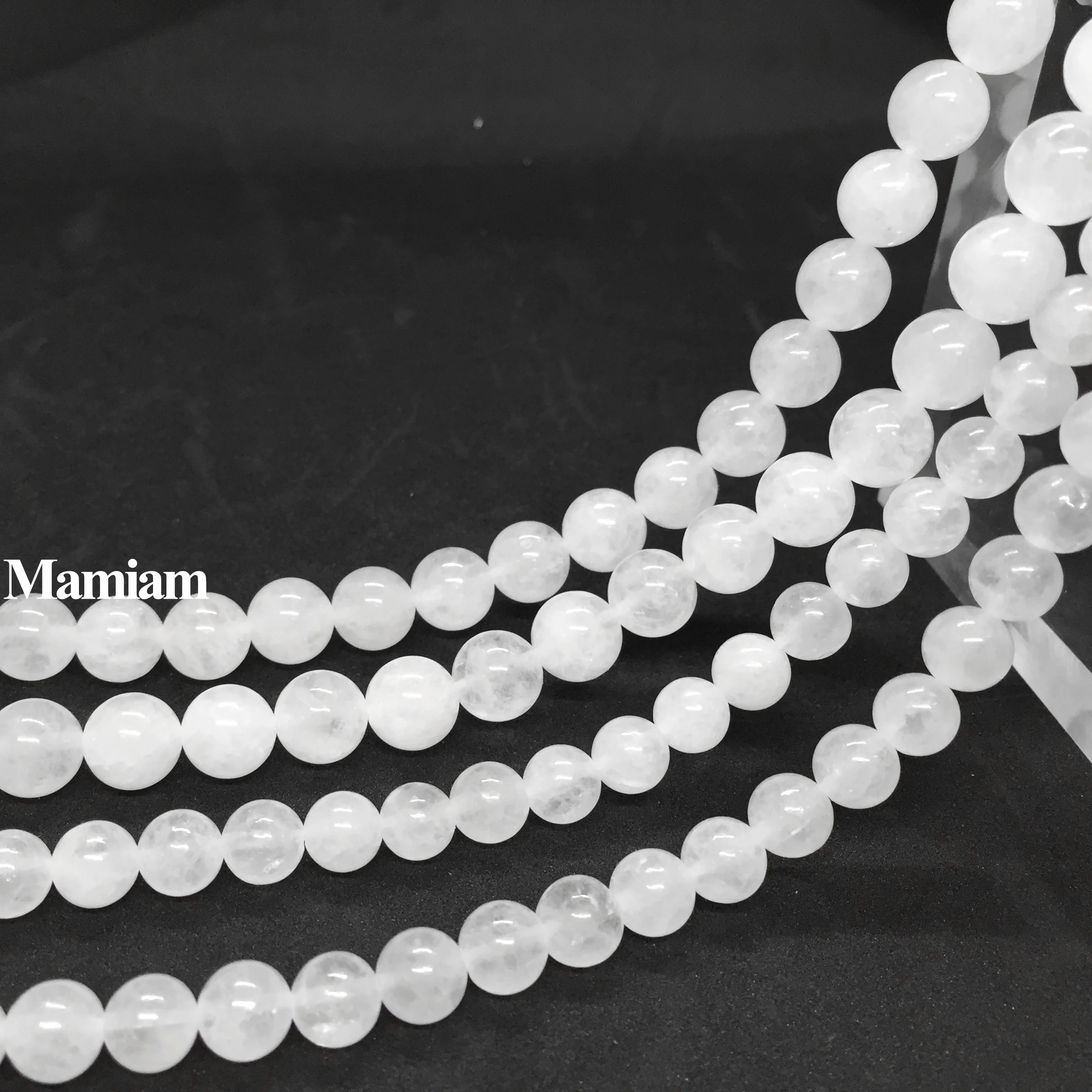 Mamiam Natural A White Jade Charm Beads Smooth Round Loose Stone Diy Bracelet Necklace  Jewelry Making Gemstone Gift Design