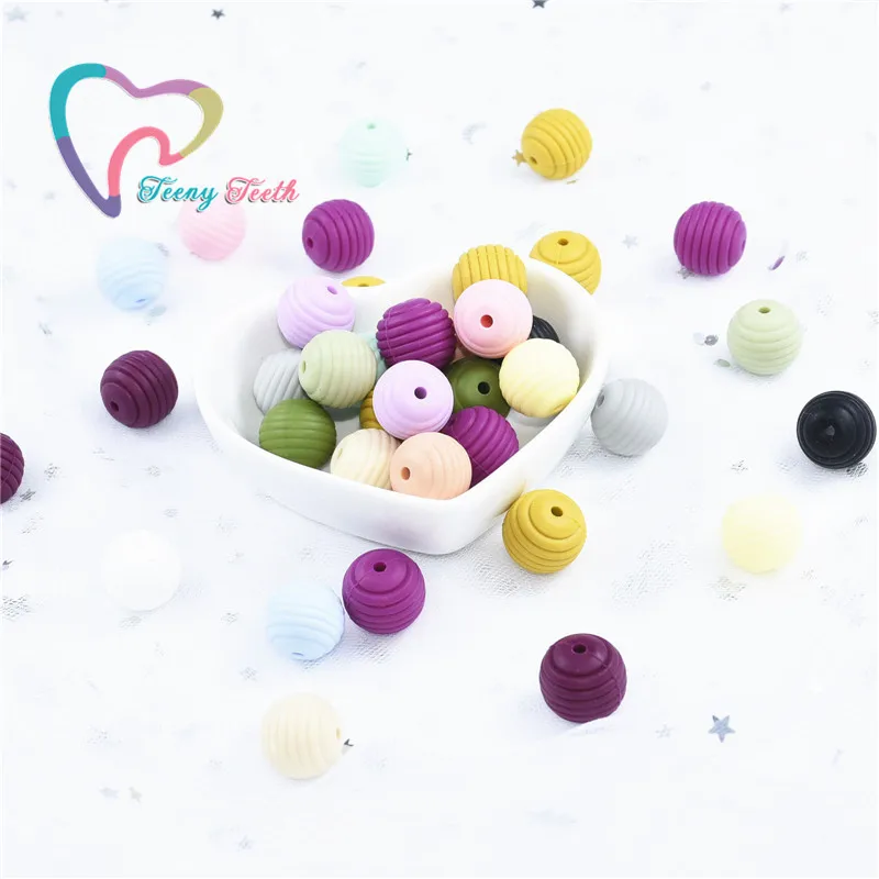 10 PCS Spiral Beads 15 MMSilicone Beads Thread Silicone Chewable DIY Candy Colors Beads Accessories BPA Free Spiral Round Beads