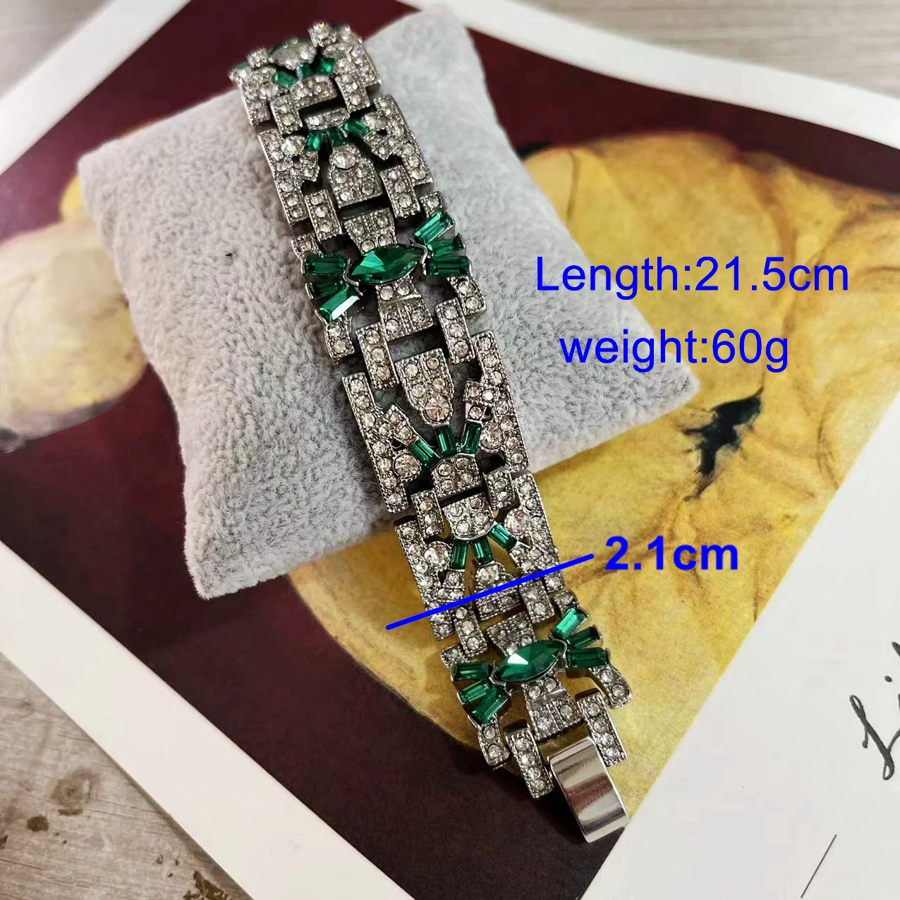 Rhinestones Link Bracelet, Fashion Punk Alloy Party Wide Bracelets For Women Jewelry