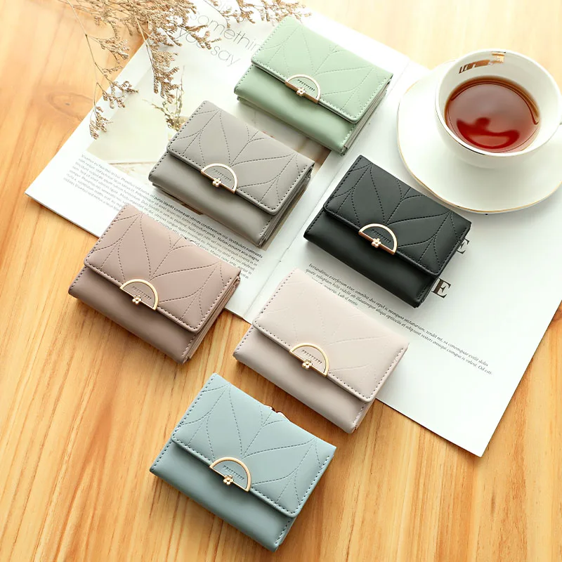 Brand New Wallets Fashion Women Wallets Multi-Function High Quality Small Wallet Purse Short Design Three Fold Coin Purse