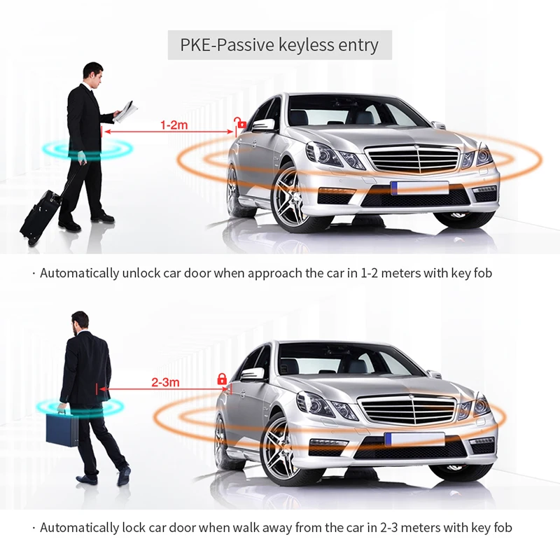 EASYGUARD sistema di allarme per auto pke a 2 vie Display cercapersone LCD blocco automatico sblocco sicurezza vibrazione allarme sensore di shock