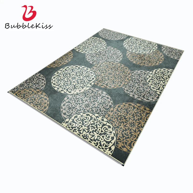 

Bubble Kiss-Court Style Area Rug for Bedroom, Green, Circle Pattern, Living Room Decoration Carpet, Bedside Customized Door