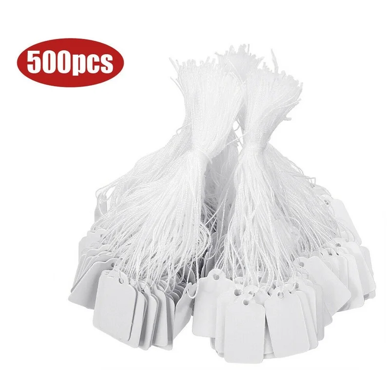 500pcs Price Label Tags String Tie Watch Jewelry Display Merchandise Price Label Paper Cards Rectangular Blank Price Tag