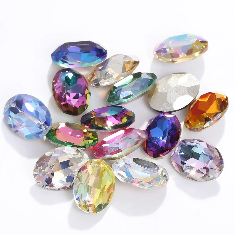 8x10/10x14/13x18mm Oval Pointback Crystal Splicing Strass Plating Rhinestonesm Luxury Degsign Stones Jewelry Accessories Trims