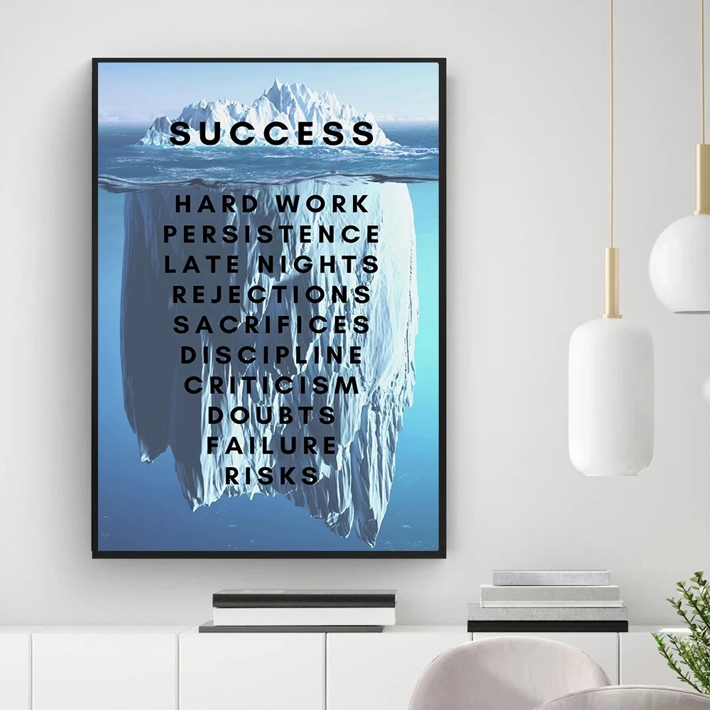 Iceberg of Success Element Poster Landscape Motivational Wall Art Quote Canvas Painting Nordic Print Pictures for Home Decor