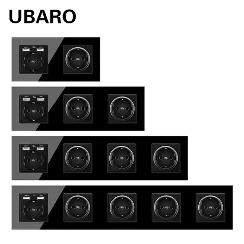16A Tempered Glass Wall Socket with USB UBARO