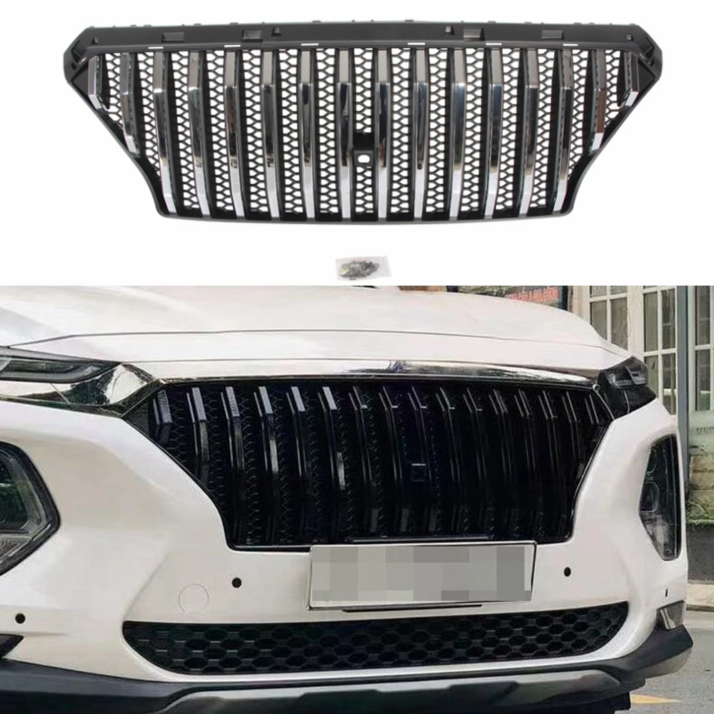 Car Styling ABS Car Front Center GT racing grille radiator grille fits for Hyundai  SANTAFE 2019 2020 ABS grille gloosy black