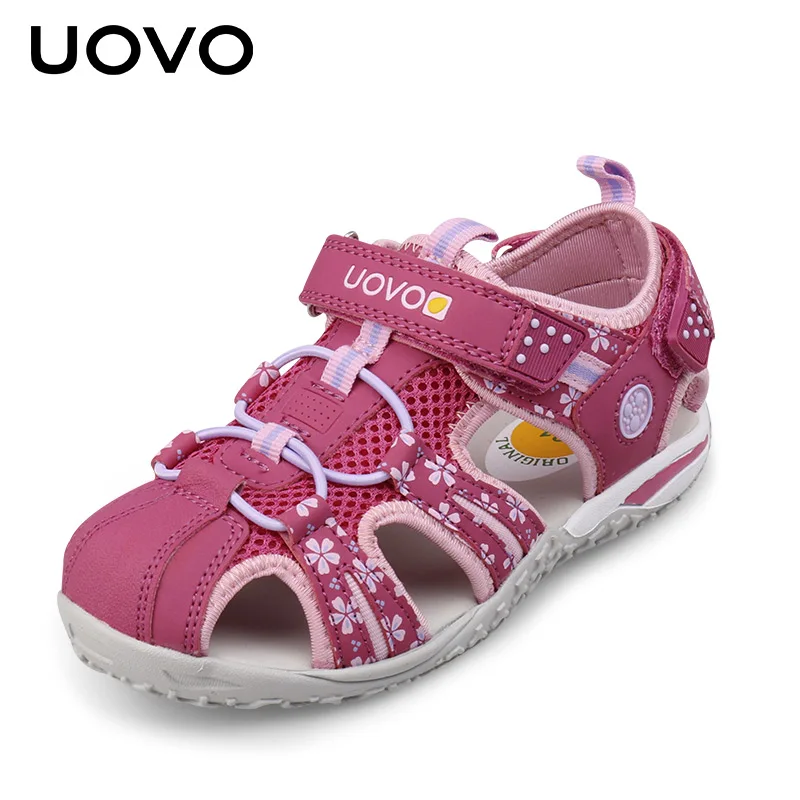 UOVO 2024 Children Shoes Fashion Kids Footwear For Girls Hook-And-Loop Cut-Outs Summer Beach Sandals Size 26-36