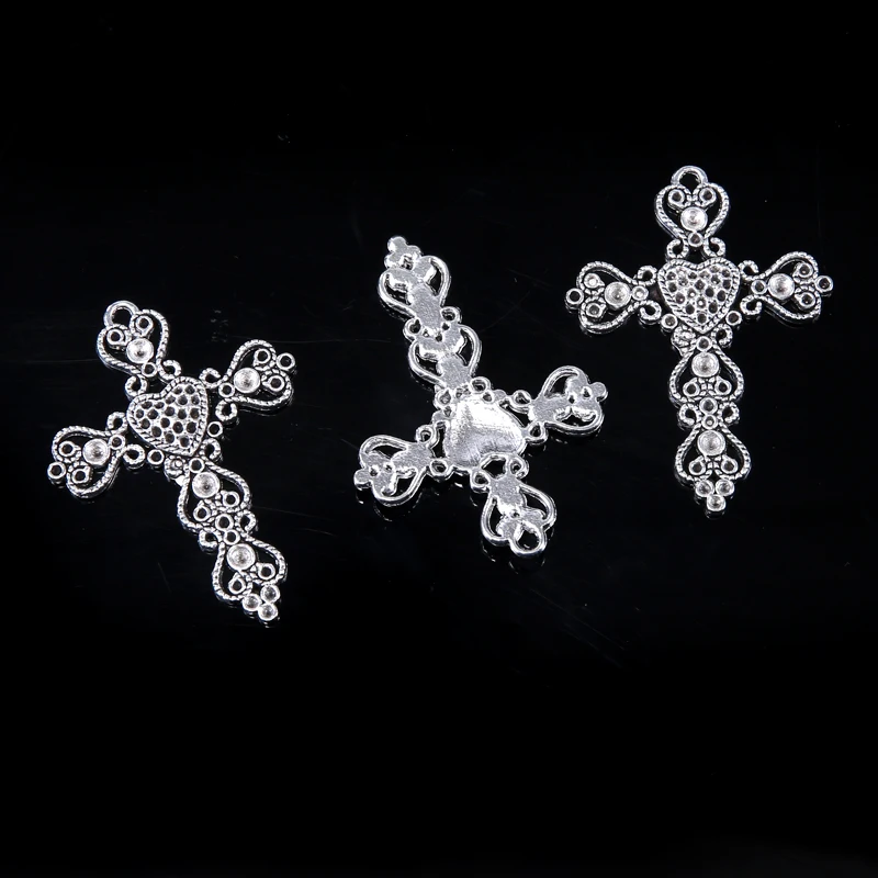 جديد كلاسيكي سحر الفضة مطلي الكاثوليكية الصليب قلادة قلادة سوار إكسسوارات معدنية DIY صنع المجوهرات #6