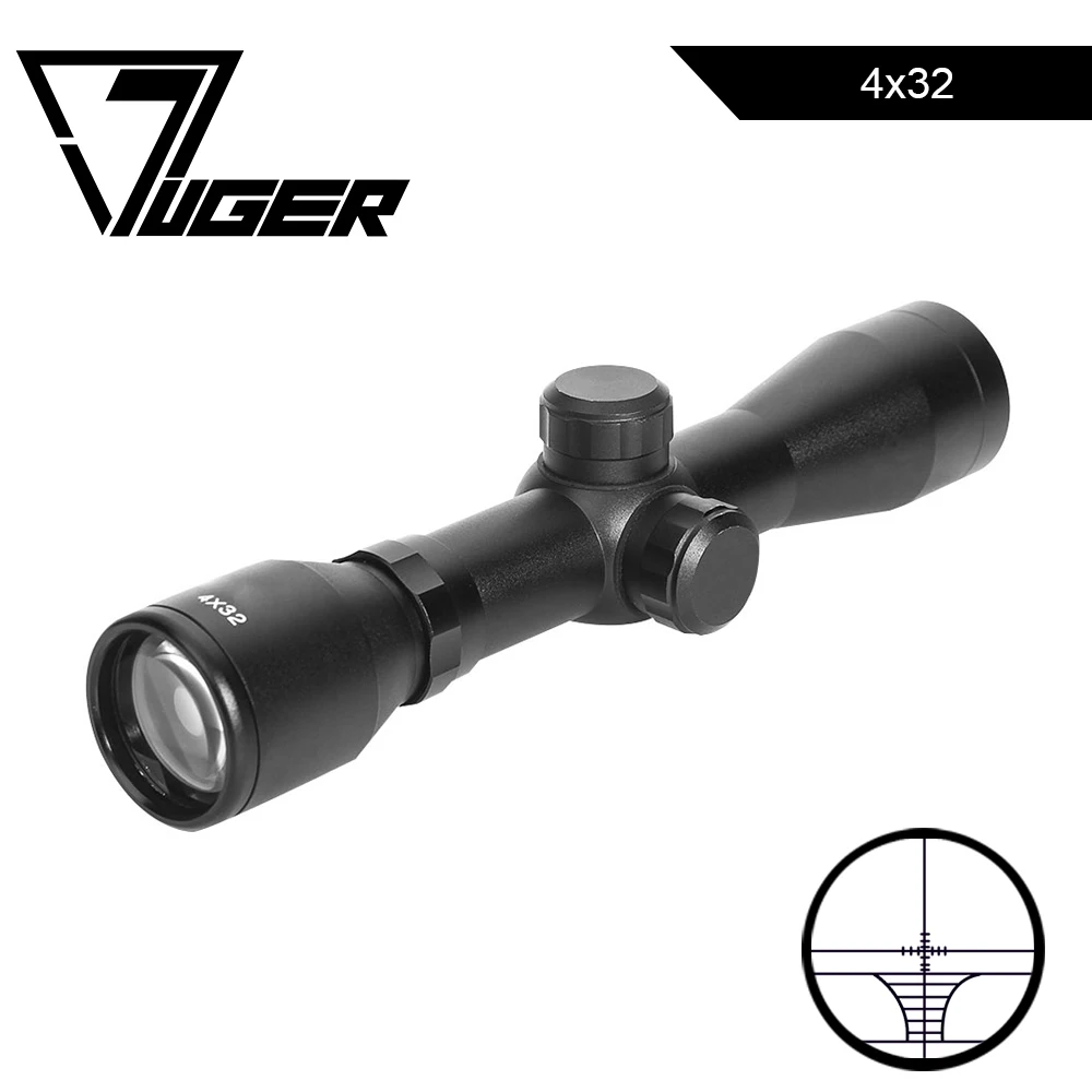 LUGER 4x32 Short Hunting Riflescope Outdoor Airsoft Air Gun Rifle Tactical Scopes Reticle Compact Optics Sight Scope