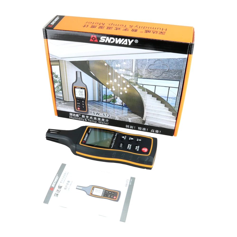 SNDWAY SW-572digital LCD อุณหภูมิและความชื้นในร่มอุณหภูมิและความชื้น Meter Tester การตรวจสอบสภาพอากาศ