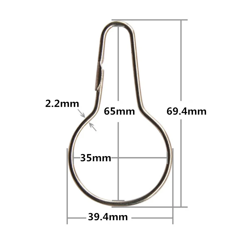 12pcs Curtain Open Gourd Rings Iron Carabiner Keychain Clip for Shower Window Curtains Hook Accessories Bath Curtains Rods Clamp