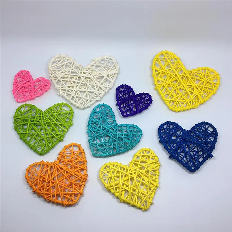 5Pcs/Set Creative Love Heart Shape Rattan Decor Sepak Takraw Rattan Decoration Photography Props DIY Party Decor Accessories