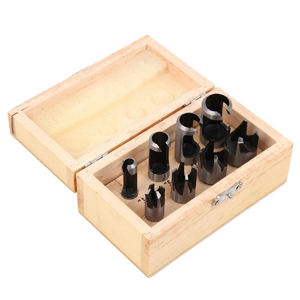 Juego de brocas para hacer agujeros con enchufe de madera, accesorios para carpintería, 8 piezas