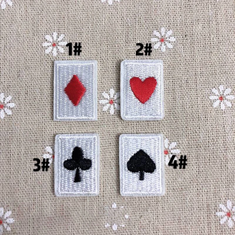 clubs diamond hearts spades Poker Patch Iron On Embroidered Applique Sewing Patches Clothes Stickers Apparel Accessories Badge
