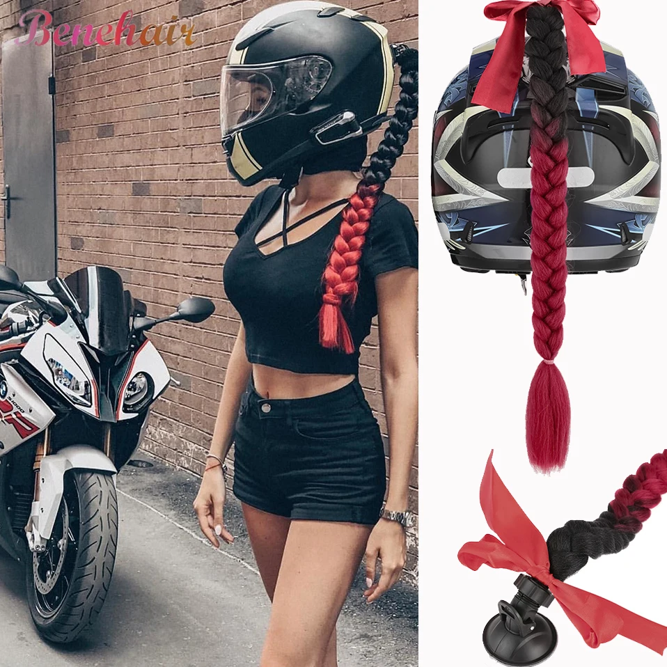 Trenzas Para Casco De Moto – Coleta Con Ventosa Estilo Punk, Accesorio Llamativo Para Casco (55cm)