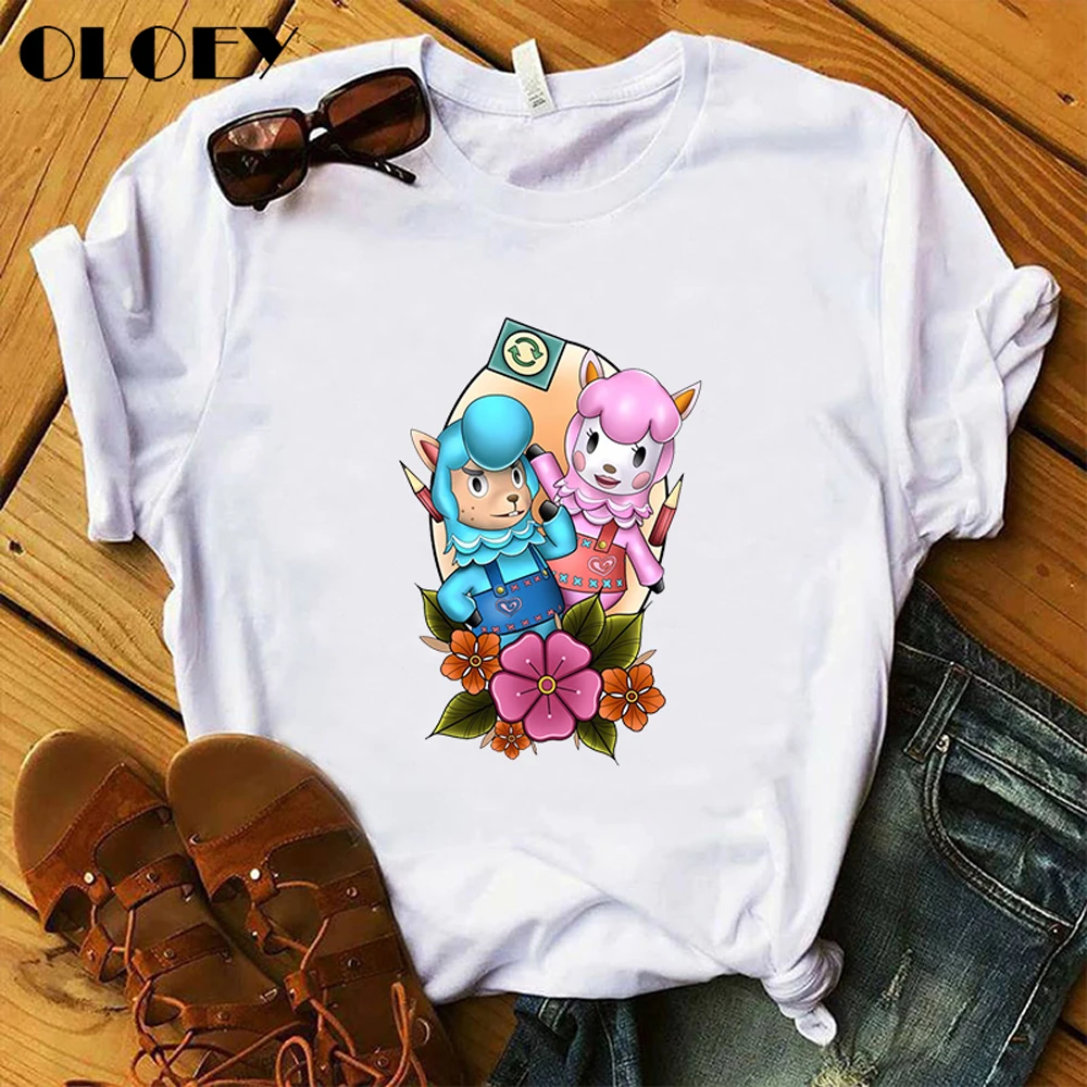 Summer White Camiseta Tops Female Clothes Vintage Japanese Animal Crossing Gaming Women T Shirt Harajuku Aesthetic T-shirt