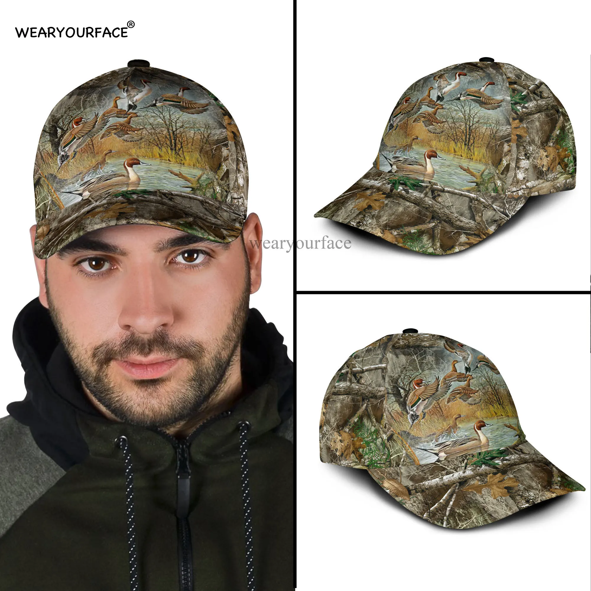 Deer Hunting Wildlife Dog 3D All Over Printed Snapback Hat Men Women Adult Hip Hop Headwear Outdoor Sun Visor Baseball Cap