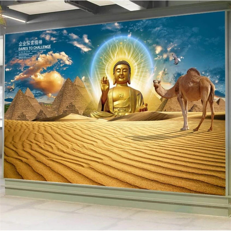 Customized Wallpaper 3d Mural Desert Camel Egyptian Buddhist Mural Creative Living Room TV Background Wall Decorative Painting