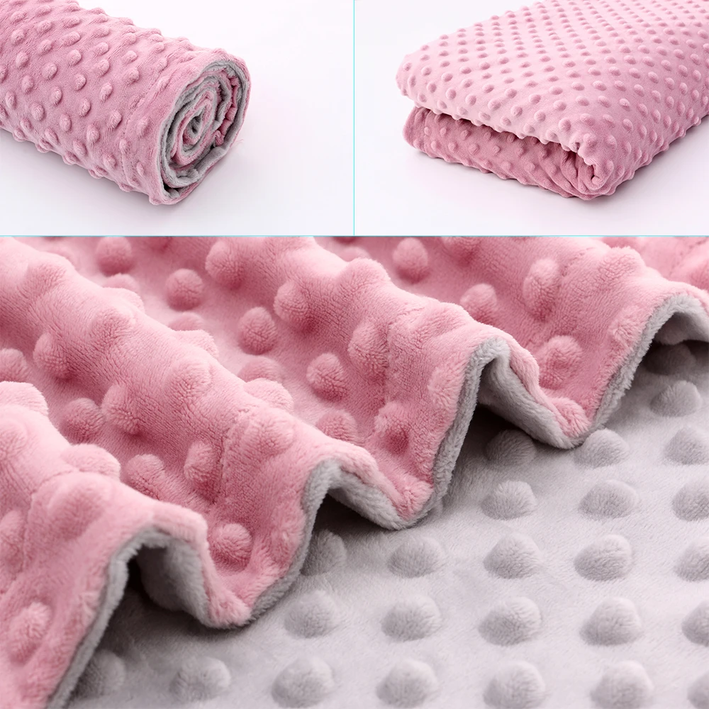 Couverture de bébé unisexe, Minky Super doux, avec Double couche, support à pois, 78x100cm/110x150cm, couvertures de réception pour nouveau-né