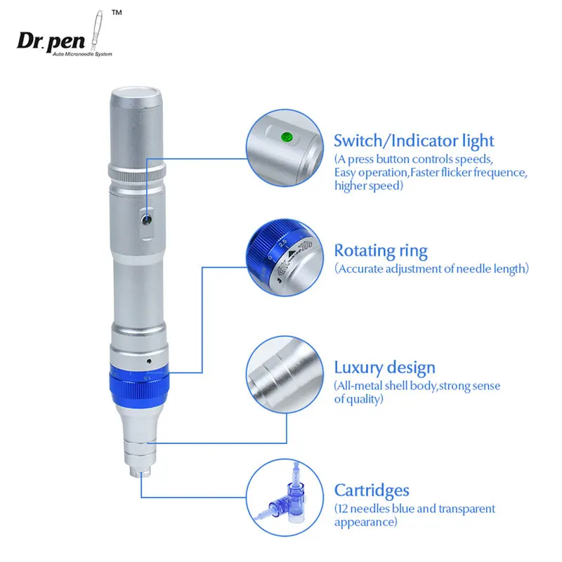 Dr Pen A6 Wireless with 2PCS 12 Pin Cartridges Needles Meso Tattoo Microneedling Mesotherapy Derma Pen Skin Care Tool