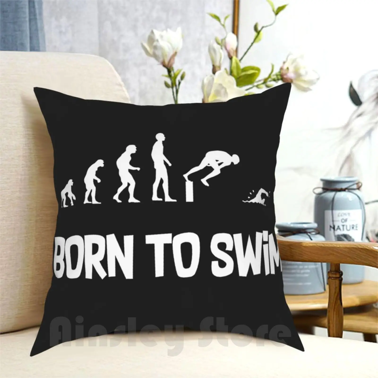 Swim Born To Swim Pillow Case Printed Home Soft Throw Pillow Apnea Apnea Swim Swimmer Competition Oxygen Water H2O Ideas