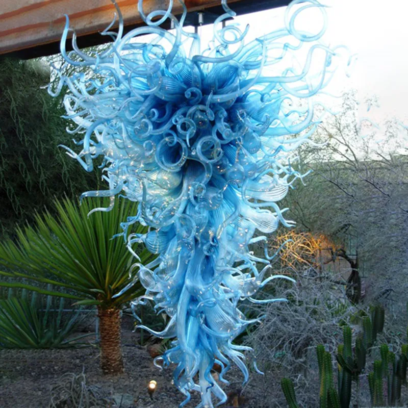 

Home Decor Blue Murano Glass Chandelier Hand Blown Glass Art Pendant Lighting Lamp 60 Inches Long