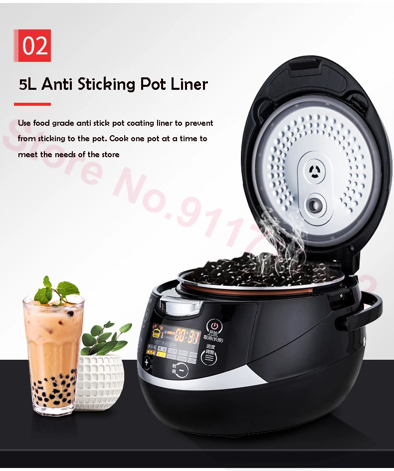 220V/110V Automatic Pearl Cooker Bubble Tea Cooking Pot Tapioca Pearls Boiling Machine Milk Tea Sago Boiler Pot