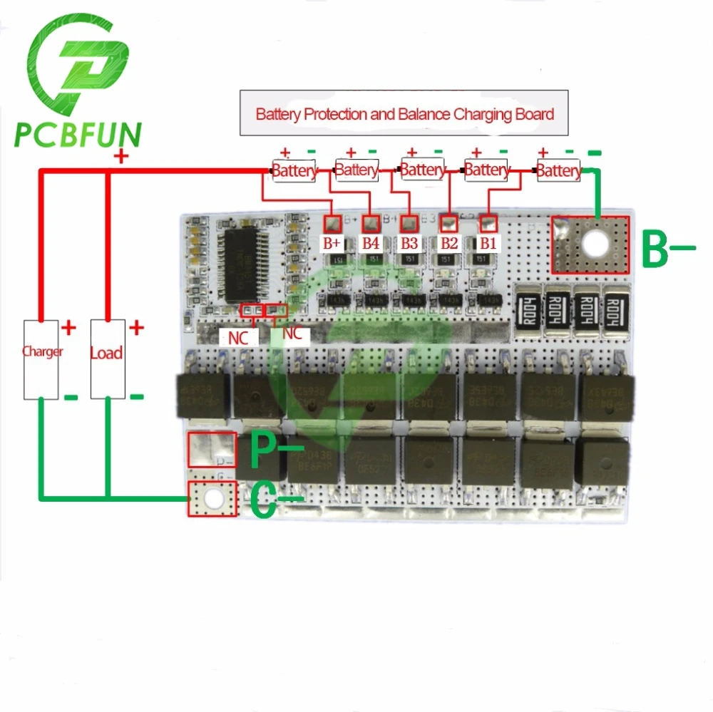 18V 100A BMS 5S 18650 Li-ion ochrona baterii obwód drukowany ładowarka Balancer 5S PCM 18650 Lipo li-polymer bilans ładowania