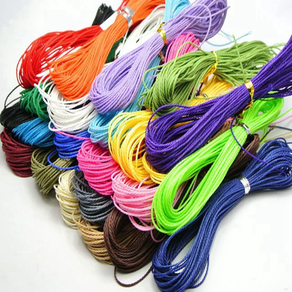 

50 Meters Waxed Polyester Twisted Cord 1mm Macrame String Linen Thread Various Color