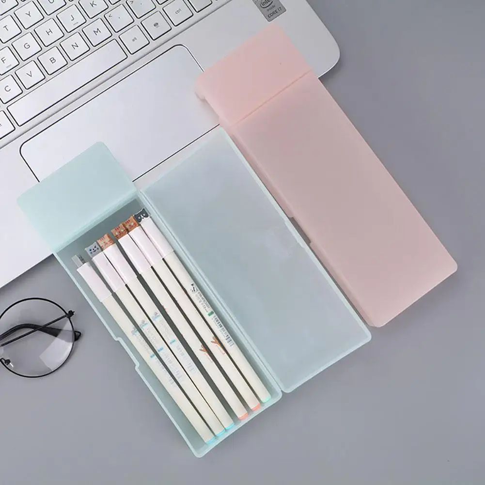 Transparent Pencil Bags Plastic Large Capacity Pen Box Pencil Case Stationery Holder material escolar пенал школьный