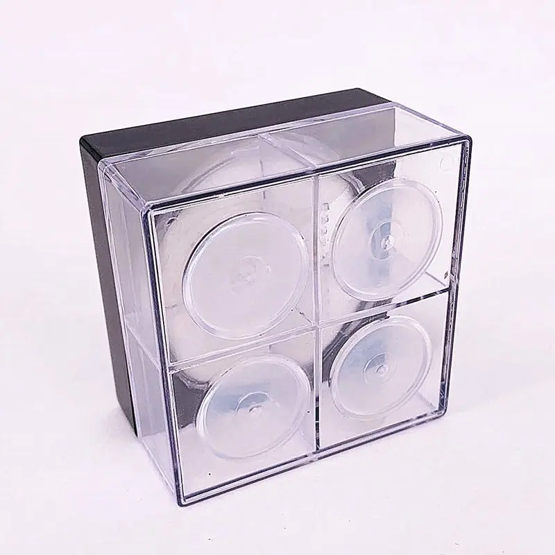 New Four Palace Lattice Loose Powder Box Four-colour Makeup Packing Box Honey Powder Box Eye Shadow Empty Box With Powder Puff