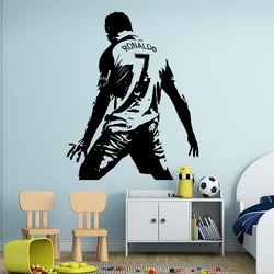 Pegatina de pared de vinilo de fútbol Cristiano Ronaldo, calcomanías de pared de atleta de fútbol Ronaldo, Mural artístico para decoración de sala de estar