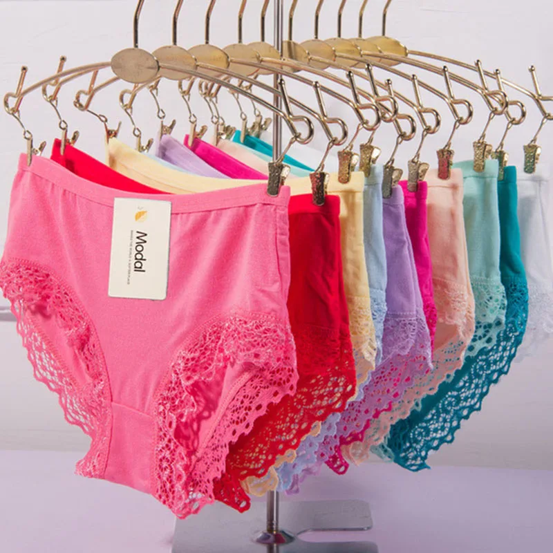 2Pcs/Lot Pantys Sexy Lingerie Underwear Female Underpants Solid Color Low-Rise Briefs Girls