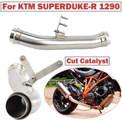 For KTM Duke 1290 Exhaust Cut-Cat Middle link Pipe De-cat Connect Tube Escape Moto Down Pipe for Super Duke-R 1290 2014 -2016