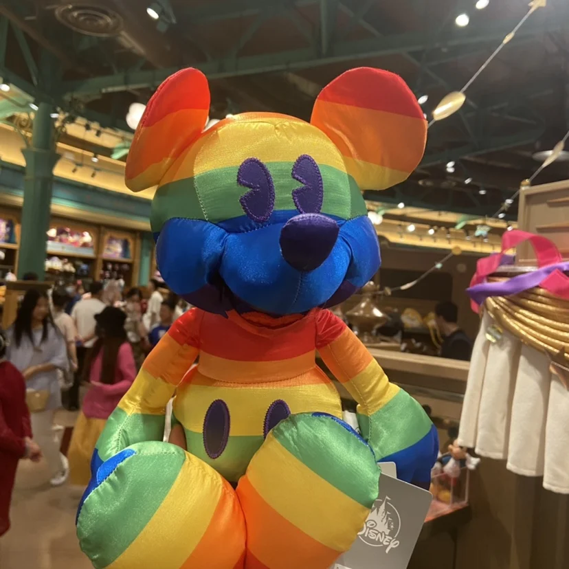 Original Disneyland Rainbow Mickey Rainbow Minnie doll Plush Toy doll large Mickey doll birthday gift souvenir doll