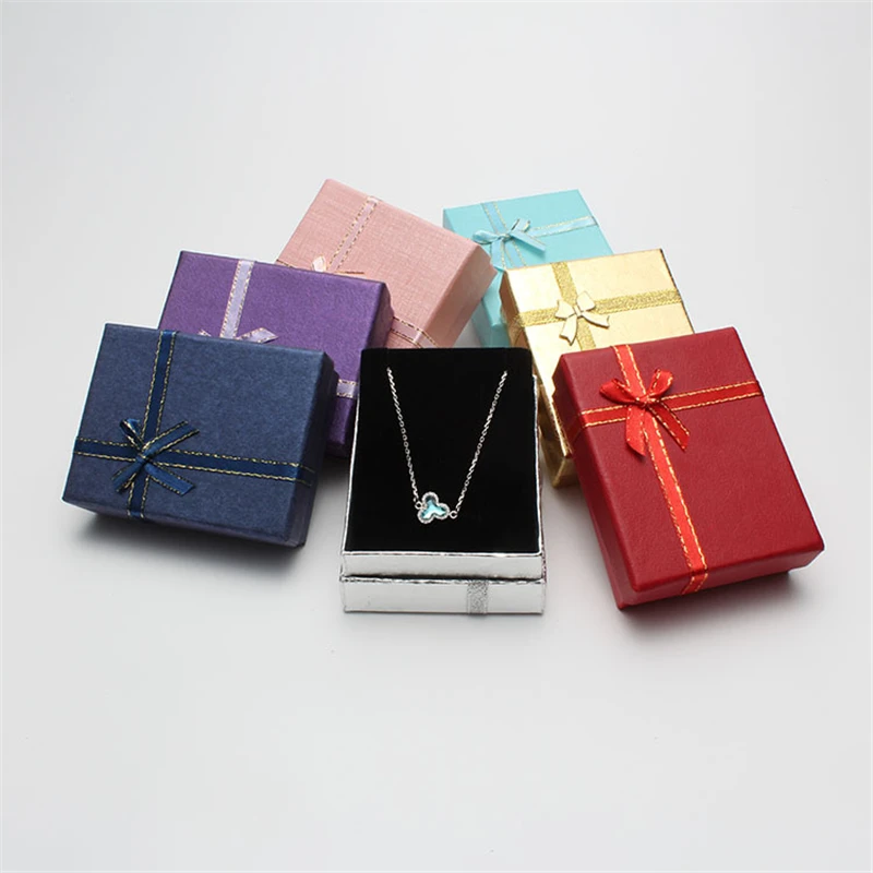 DoreenBeads 9*7*3cm Shiny Jewelry Box Necklaces Earrings Bracelets Boxes Gift Packing Wholesale Display Classic Bowknot 1 Piece