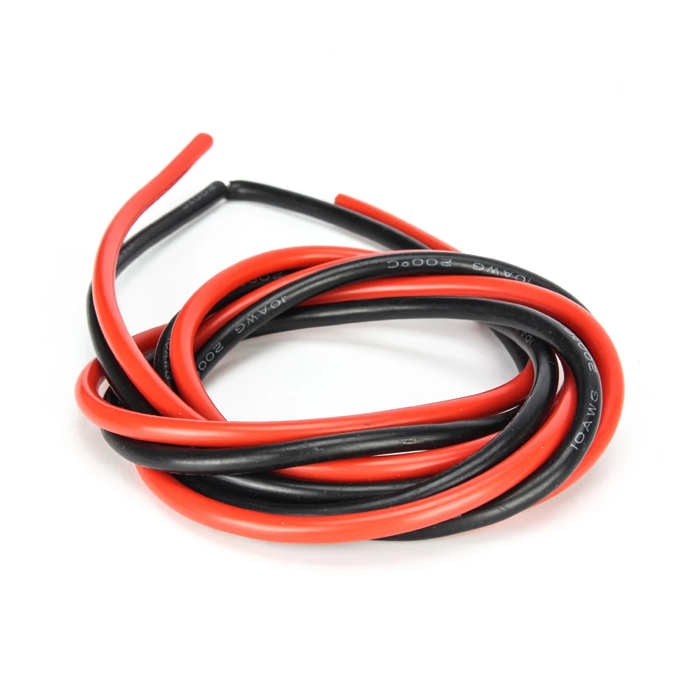 1M black+1M red Silicone Wire 6 10 12 14 16 18 20 22 24 AWG Flexible Tinned Copper Electronic Cables For RC Airplane Car Drone